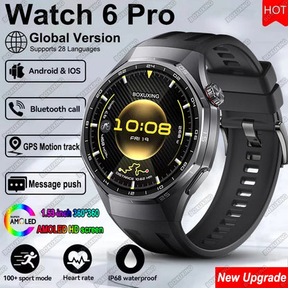 New Global Version Watch 6 Pro Smart Watch Men AMOLED Always Show Time GPS Tracker Bluetooth Call Waterproof Sports Smartwatches