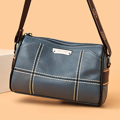 Women Genuine Leather Handbags Luxury Designer 3 Layers Cow Leather Shoulder Crossbody Bags Ladies Large Capacity Messenger Bag