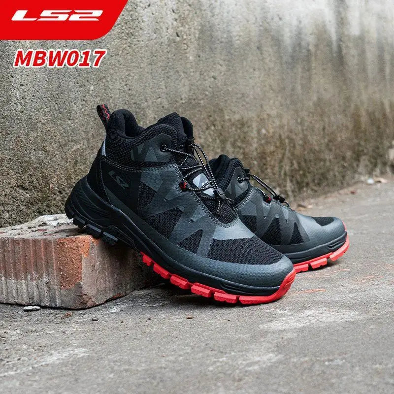 LS2 MBW017 Motorcycle Riding Shoes Men Breathable Anti-slip Motorbike Boots Wear-resistant Off-road Racing Protective Sneakers
