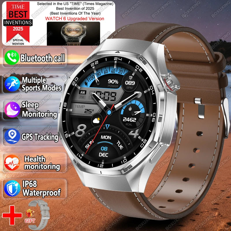 2026 New Global Version Watch 6 Pro GPS Smart Watch Men AMOLED Screen Sports Fitness Track Bluetooth Call Waterproof Smartwatch