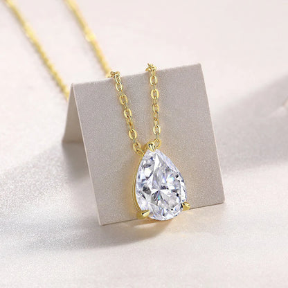 RAPRGOLD 7x10.5mm 2.5CT Moissanite Elegant Water Drop Pendant Necklaces for Women Chains Neck Fine Jewelry Gift with Certificate