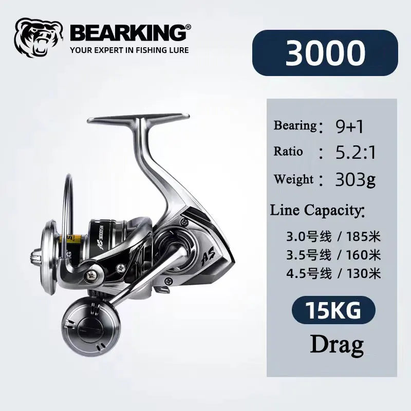 Spinning Fishing Reel 2000/3000/4000/5000/6000 High Drags Saltwater Stainless Metal Coils Series Left/Right Hand Spinning Wheel