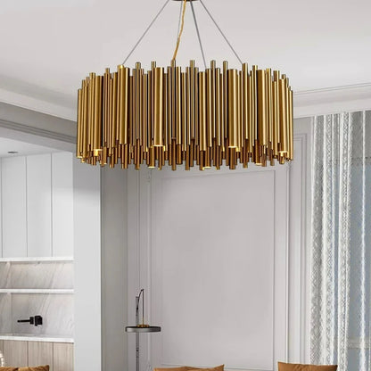 Living room chandelier Villa duplex modern simple stainless steel creative chandelier interior lighting LED lights gold