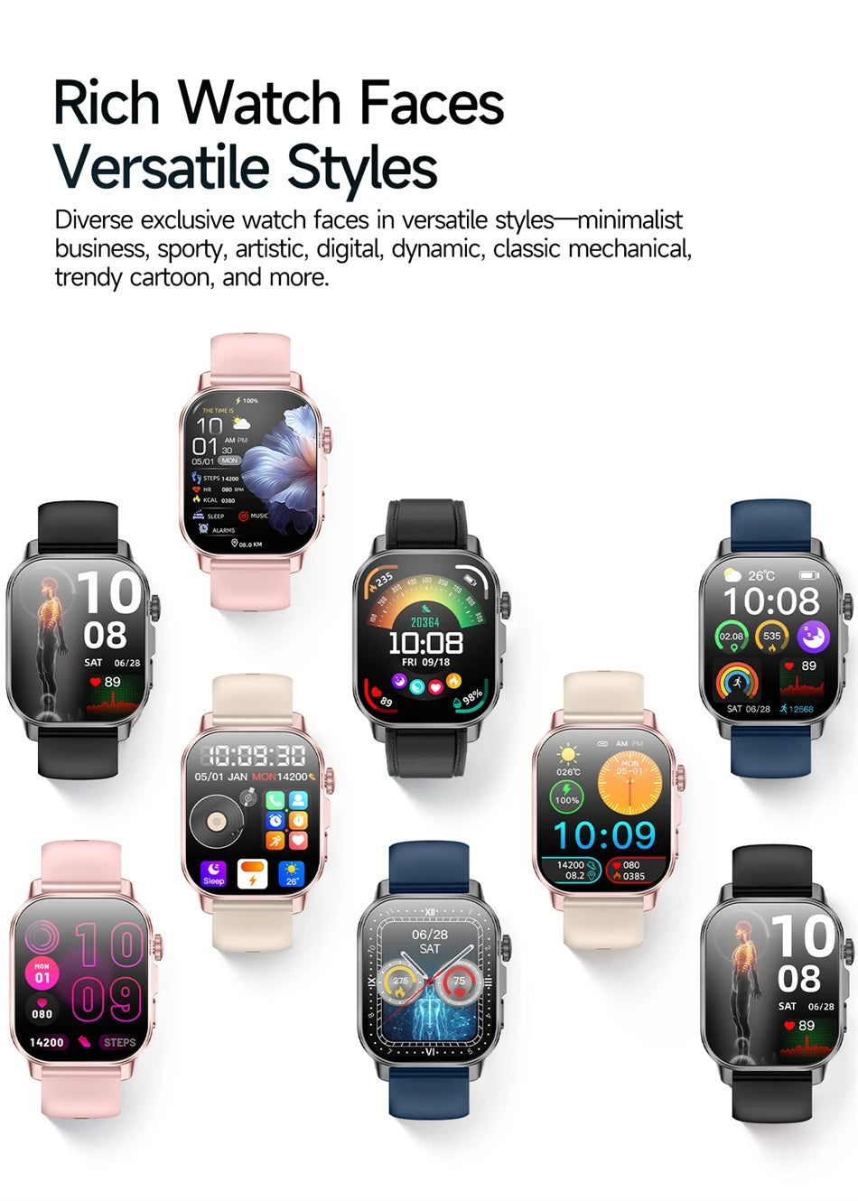 2026 Original Women Health Accurate Diagnosis Smart Watch ECG+HRV BP Blood Oxygen Uric Acid Heart Rate Bluetooth Call Smartwatch