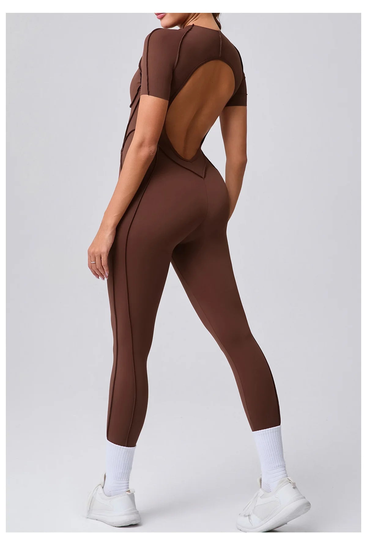 Women's Sports Jumpsuit Kit Yoga Fitness Bodysuit Hip-lifting Open Back Tight High Elasticity Outdoors Gym Workout Sexy Clothes