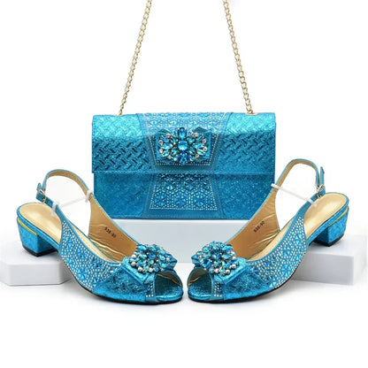 New Arrival African Shoes and Bags Sets Decorated with Rhinestone Women Shoe Size 43 Shoes for Women 2025 Designer Luxury