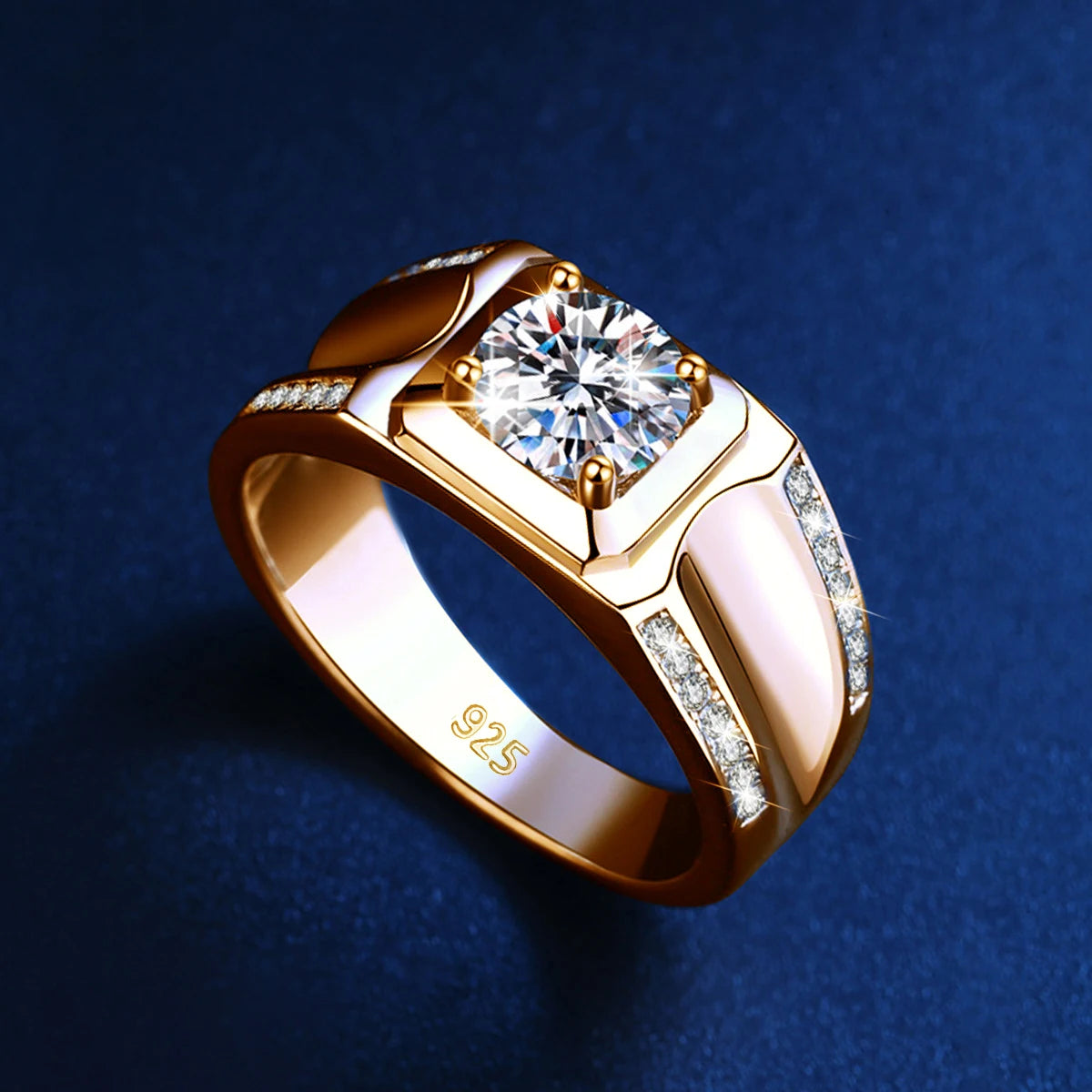 Trends 2025 Luxury Moissanite Ring Men Hip Hop Wedding Band Original 925 Sterling Silver Pass Diamond Test With Certificate Gift