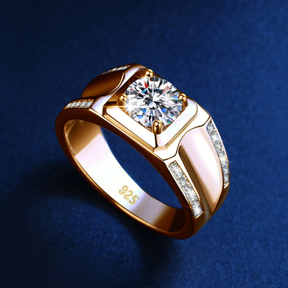 Trends 2025 Luxury Moissanite Ring Men Hip Hop Wedding Band Original 925 Sterling Silver Pass Diamond Test With Certificate Gift