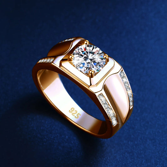 Trends 2025 Luxury Moissanite Ring Men Hip Hop Wedding Band Original 925 Sterling Silver Pass Diamond Test With Certificate Gift