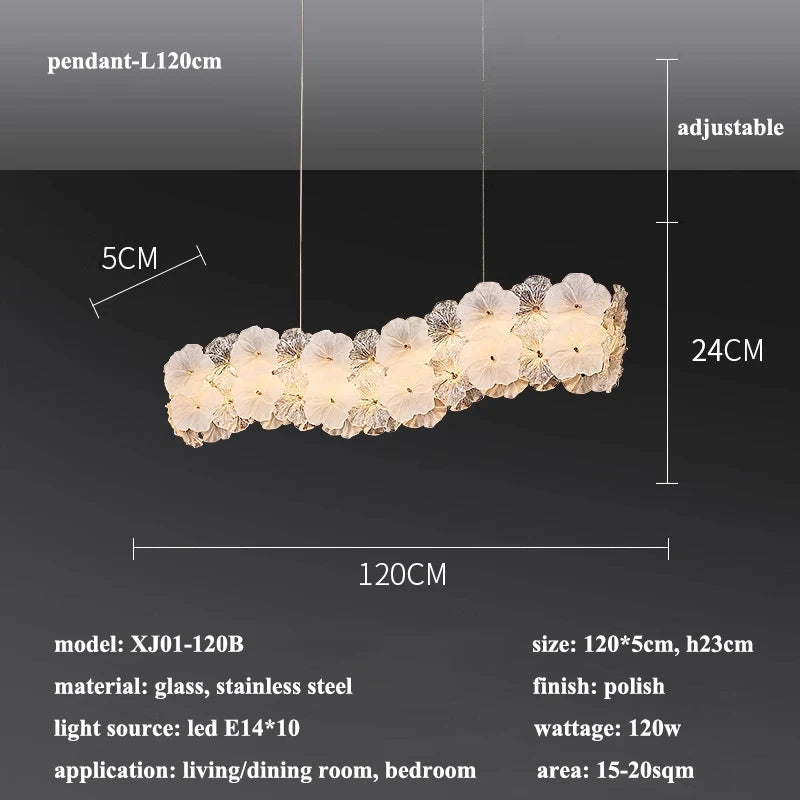 Modern Lustre Glass Flower Led Chandeliers Lighting Living Dining Room Pendant Lights Home Decor Bedroom Hanging Lamp Luminaire