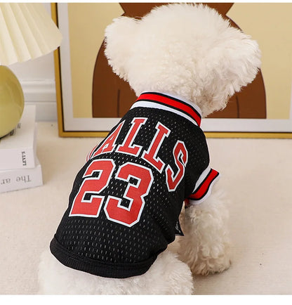 Summer Pet Vest Small Body Hugger American Bulldog Breathable Lightweight Small Dog Lettered Basketball Two-Piece Outfit