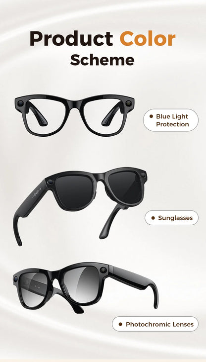 2026 New 3600mAh Large Capacity Smart Glasses 800W Pixel Anti-shake Camera 120+Language Translation Video Recording Call Glasses