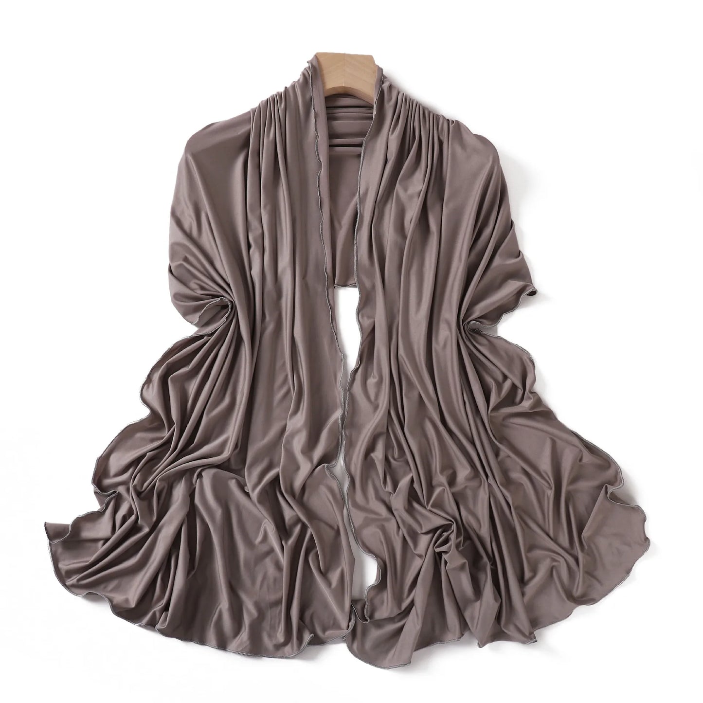 Luxury Wavy Edge Jersey Hijab for Women Solid Color Milk Silk Scarf Headscarf Autumn Shawl Stretchy Chiffon Scarf Ramanda