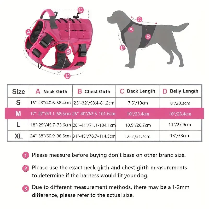Adjustable No Pull Tactical Dog Harness with Handle Reflective Military Vest for Large Dogs Labrador
