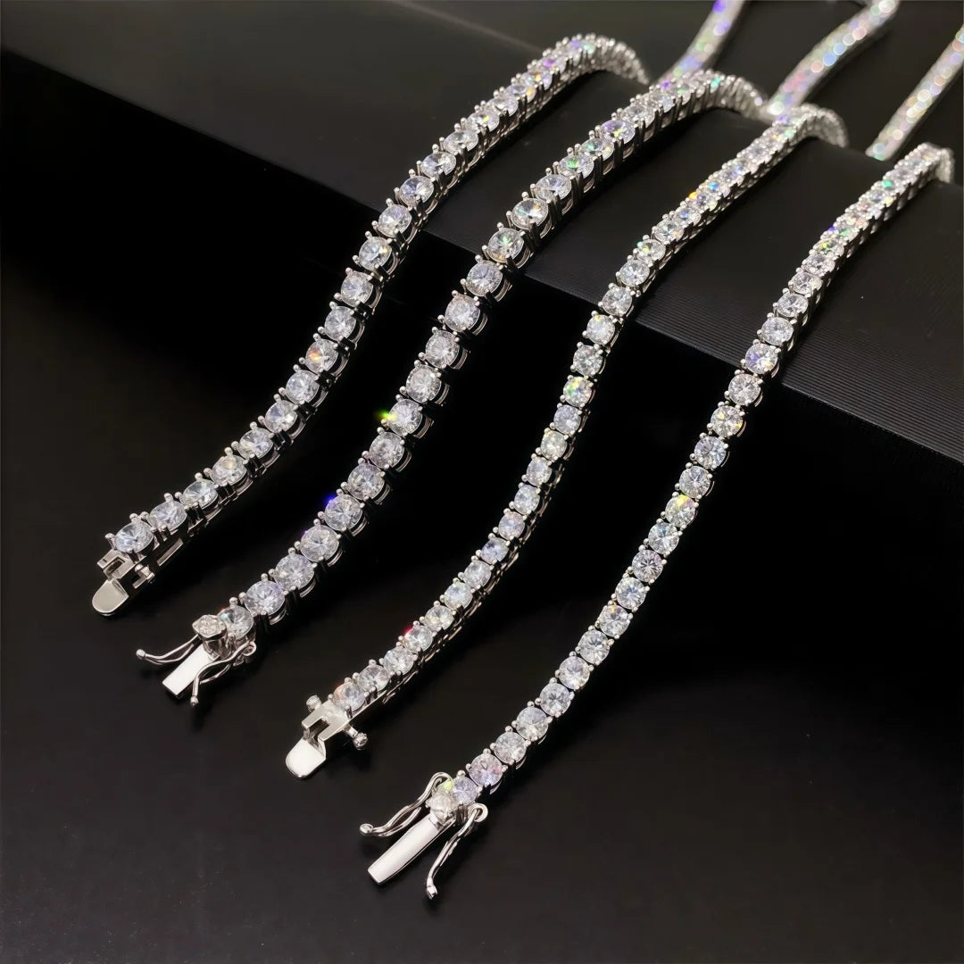 D VVS1 Full Moissanite Tennis Necklace S925 Sterling Silver with GRA Necklaces for Women Man Sparkling Party Fashion Jewelry