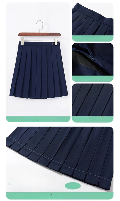 Women's Versatile Pleated Skirt School Uniform-inspired Handbag Set Role-play Attire University-style Three-piece Ensemble