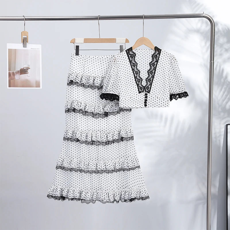2026 Summer Fashion Square Neck Ruffled Crop Top & Pleated Midi Skirt 2-Piece Set Elegant Boho Resort Vacation Casual Outfits