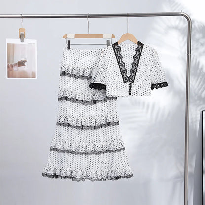 2026 Summer Fashion Square Neck Ruffled Crop Top & Pleated Midi Skirt 2-Piece Set Elegant Boho Resort Vacation Casual Outfits