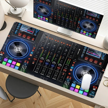 DJ Controller Mouse Pad Large Desk Accessories Desk Pad Rubber Base with Stitched Edge Mousepad Non-Slip Mousepad for Office