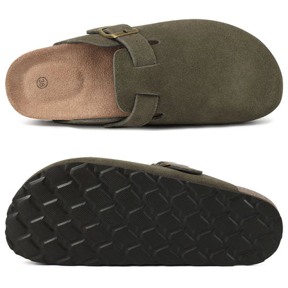 Smile New Cow Suede Women's Potato Shoes With Adjustable Strap Cork Insole Mules Outdoor Unisex Clogs Slippers With Arch Support