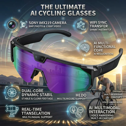 AI Smart Glasses With Camera 4K HD Video & Photo Capture, Real-Time Translation, 8MP Pixel Anti-shake Outdoor Sports Goggles Men
