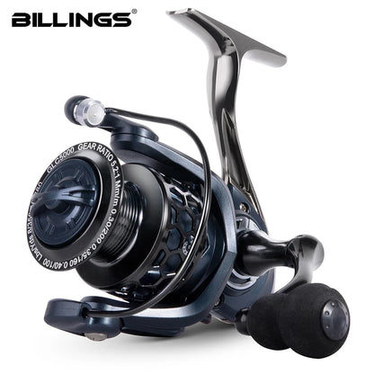BILLINGS Spinning Reel Metal Spinning Fishing Reel 12KG Max Drag for Freshwater Saltwater 5.2:1 Gear Ratio Fishing Reels