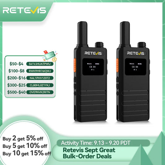 Retevis B63S(3nd Gen RT622) Walkie Talkie 2 Pcs with LCD Screen Ultra-thin, License-free, Type C, for Communication Radios