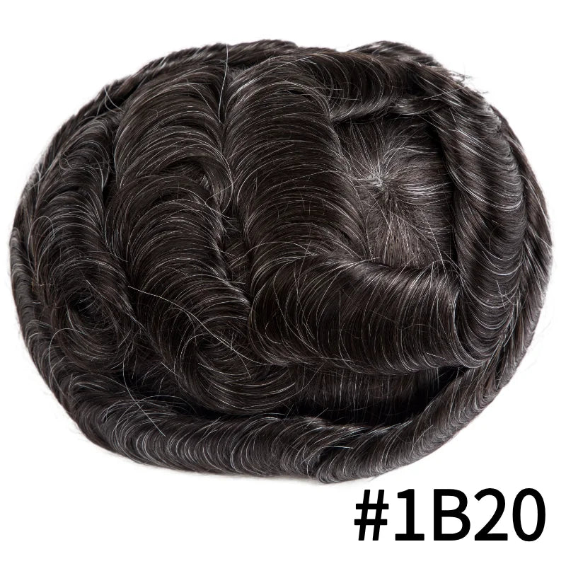 Full Lace Hair System Men Wig With Realistic Hairline Toupee For Men Breathable Male Hair Prosthesis 100% Human Hair Wig For Man