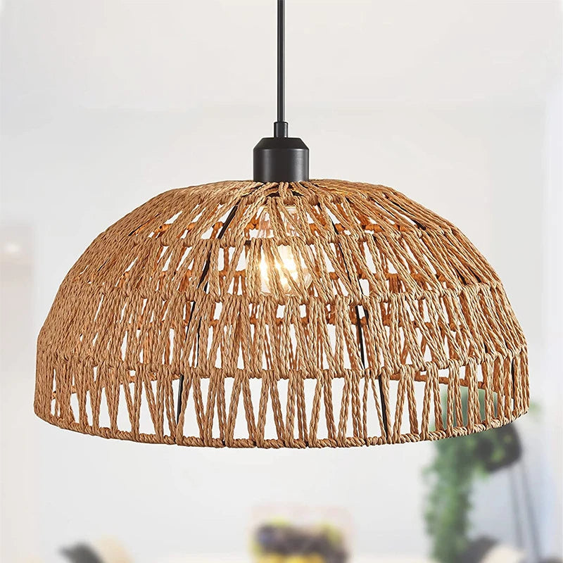 Newest Japanese-style Hemp Rope Woven Pendant Lights B&B Pastoral Restaurant Tea Room Inn Bar Bedroom Rattan Indoor Lighting Hot