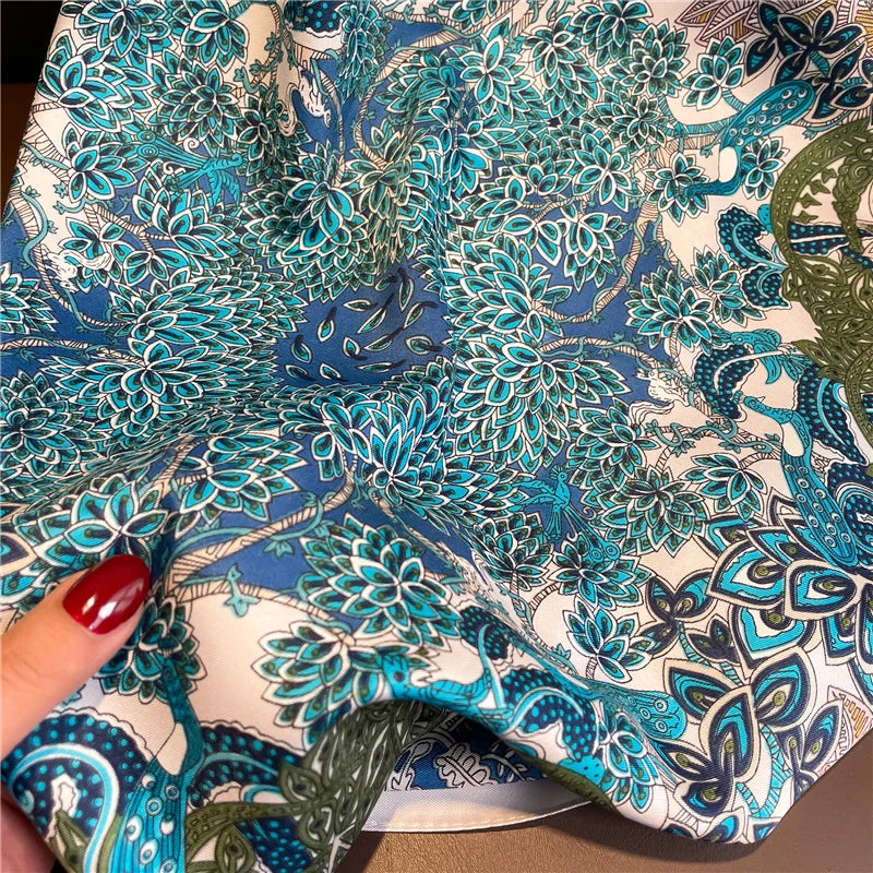Brand Twill Silk Scarf Women Luxury Shawl Wrap 90cm Square Headband Print Neck Tie Female Hijab Satin Echarpe 2025 Bandana