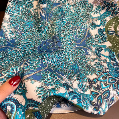 Brand Twill Silk Scarf Women Luxury Shawl Wrap 90cm Square Headband Print Neck Tie Female Hijab Satin Echarpe 2025 Bandana