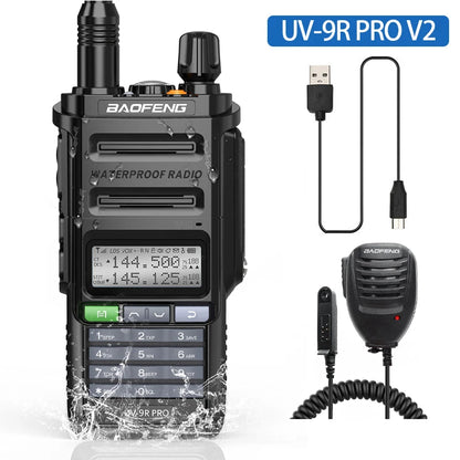 Baofeng UV 9R Pro V2 IP68 Waterproof Walkie Talkie Tri-Power Type-C Charger Dual Band Transceiver Ham Two Way Radio Marine Radio