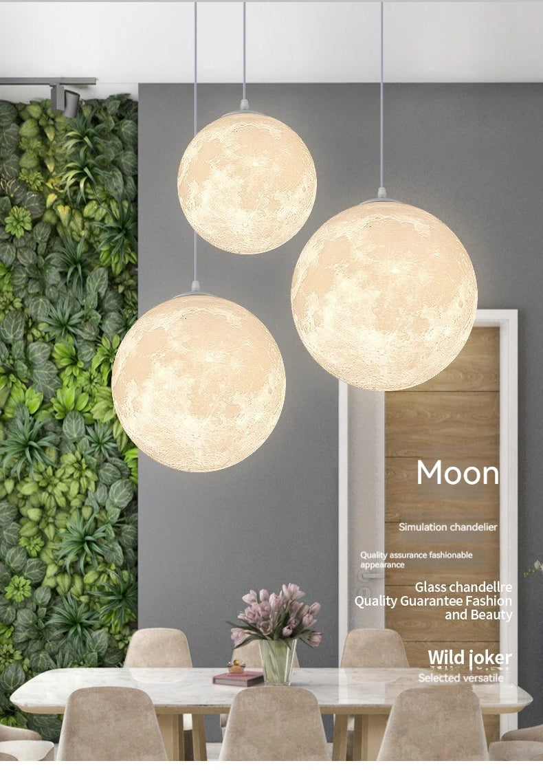 Full Moon Chandelier Pendant Light LED Lamp for Living Dining Room Bedroom Bar Table Lights Hanging Lighting Fixture