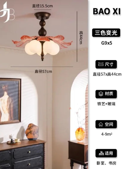 French Ceiling Lamp American Retro Bedroom Chandelier Lights Study Room Master Bedroom Lamp Suspension Luminaire