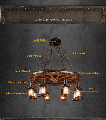 Classical Industrial Iron LED Wheel Pendant lights Metallic lustre Hanging Lamps Bar decoration Suspend Lamps Cafe Pendend Lamps