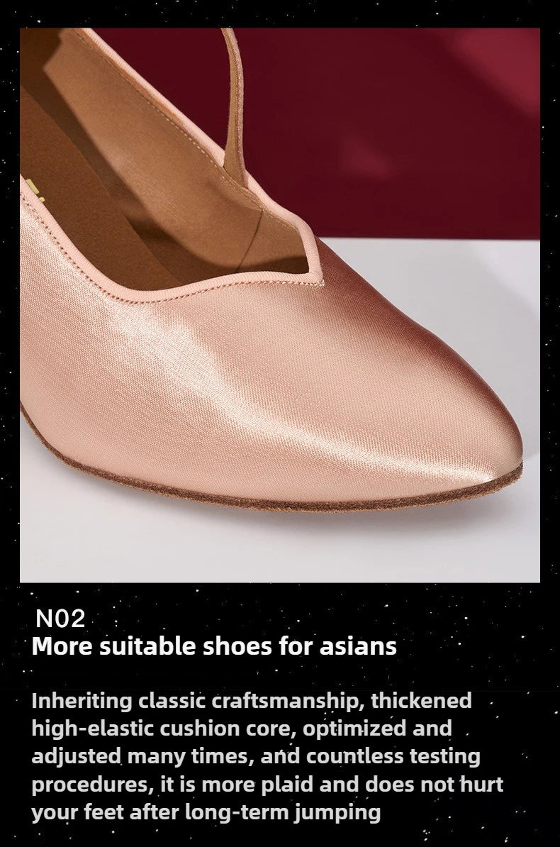 UK Latin Dance Shoes Women's Mid Heel Flexible Sole Ballroom Practice Shoes for Waltz Tango