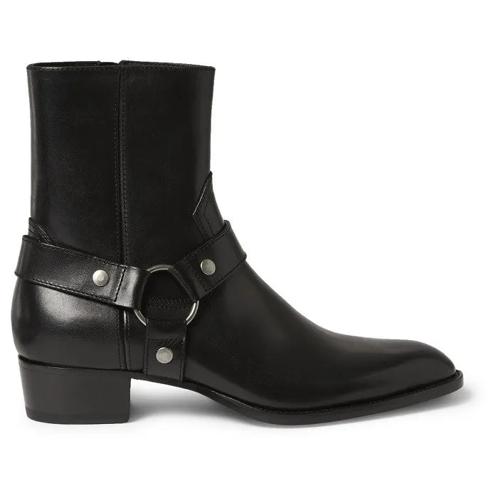 Brown Men Chelsea Boots Handmade High-quality Cow Suede Business Casual Square Toe Mid-heel Men Shoes Motorcycle Boots With Heel