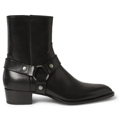 Brown Men Chelsea Boots Handmade High-quality Cow Suede Business Casual Square Toe Mid-heel Men Shoes Motorcycle Boots With Heel