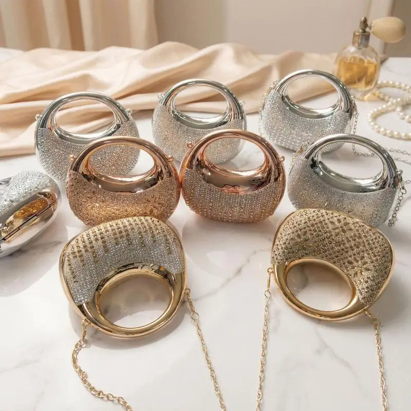 New Fashion Rhinestone Purses And Handbags Mini Golden Evening Bag Luxury Shoulder Bags Funny Party Wedding Acrylic Clutch Purse
