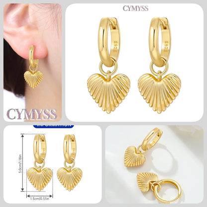 Original 925 Sterling Silver Heart Vintage Luxury Earrings Fashion 18K Gold Hoop Earrings for Women Piercing Jewelry Aretes 2026