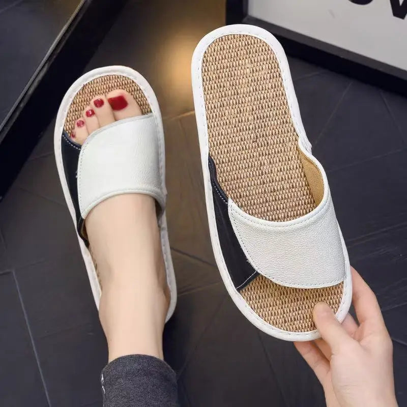 NewLight Luxury Genuine Leather Sheepskin Women's Slippers PVC Rubber Sole Non-Slip Summer Shoes Comfortable Soft Couple Sandals