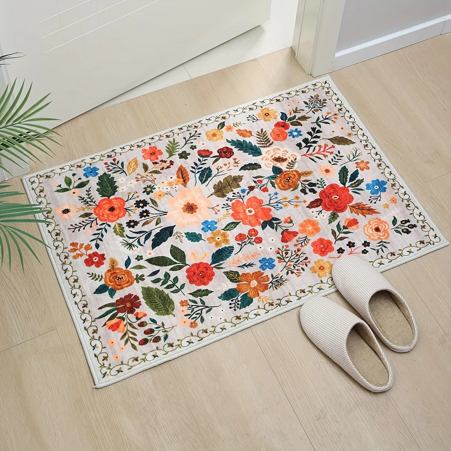 VIKAMA  Garden Flower Carpet, Anti-Slip Mat, Living Room Headboard Carpet, Hall Carpet, Kitchen Carpet, Home Decorations