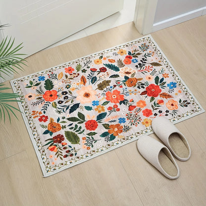 VIKAMA  Garden Flower Carpet, Anti-Slip Mat, Living Room Headboard Carpet, Hall Carpet, Kitchen Carpet, Home Decorations