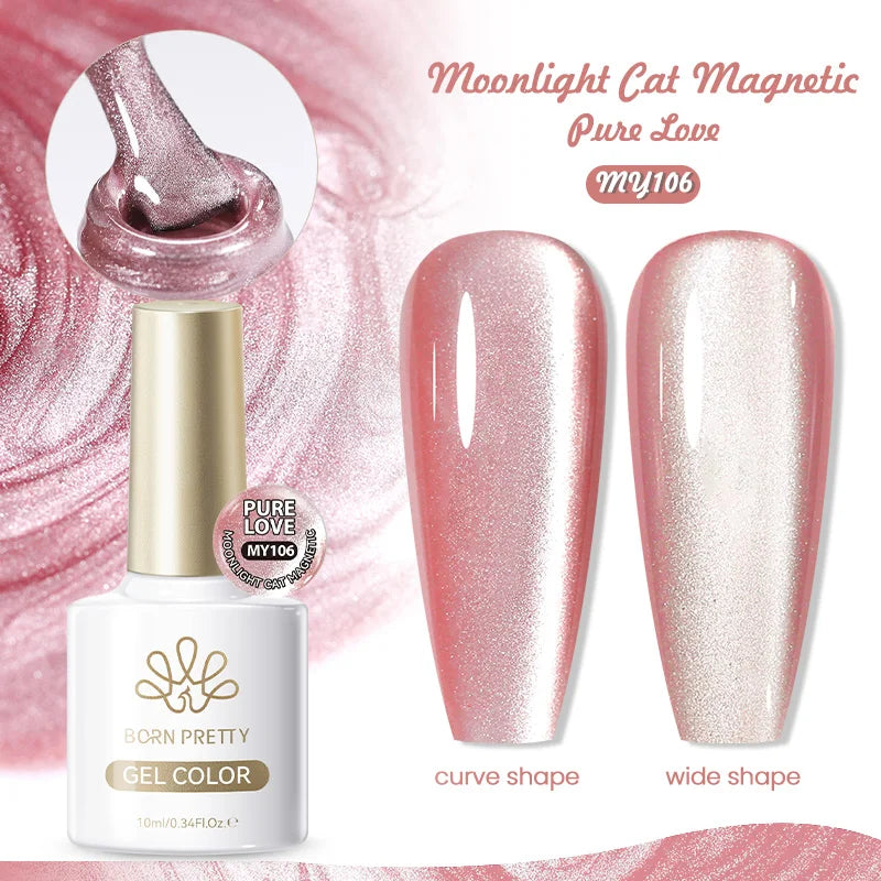 BORN PRETTY 10ml Cat Magnetic Gel Nail Polish Moonlight Glass Bead Water Light Crystal Soak Off UV Varnish For DIY Nail Art
