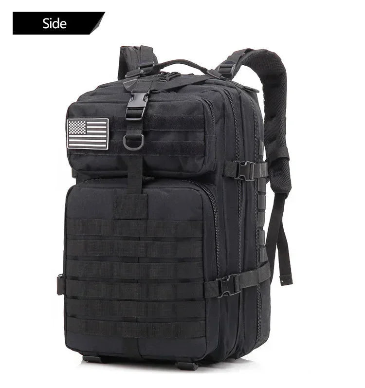 45L Tactical Fishing Backpack Molle Water Resistant Outdoor Tackle Bag Large Capacity Storage Camping Hiking Travel Rucksack Trekking Men Women Anglers Fishermen Rod Reel Gear Durable Multi Pocket Wear Resistant Lake River Se