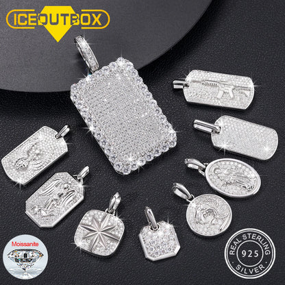 S925 Moissanite Streamline Tag Pendant For Men Women Hip Hop Jewelry D VVS Moissanite Necklace With Free 2MM Steel Cuban Chain