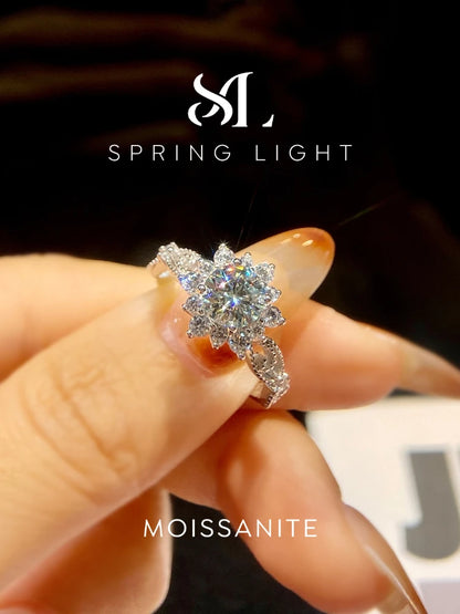 1CT Certified Moissanite Diamond Flower Ring for Women's Daily Party Wear Real 925 Sterling Silver Luxury Fine Jewelry
