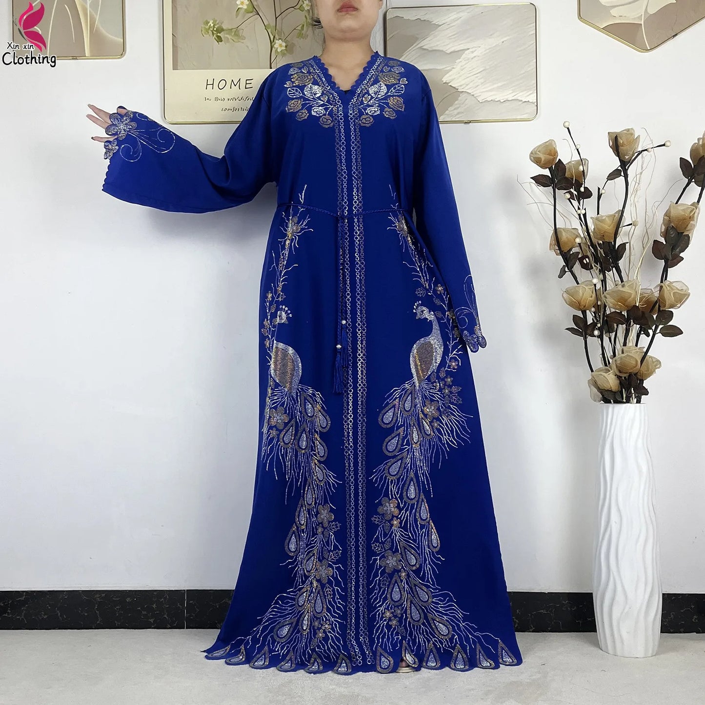 2026New Dubai Muslim Women Modest Dress Diamond Chiffon Elegant Arabic Femme Hijab African Abaya Islamic Long Sleeve Turkey Robe