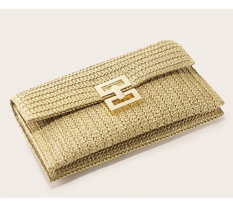 Straw Woven Clutch for Women Raffia Crochet Beach Rattan Causal Female Party Wedding Evening Bag New Summer Luxury Purse Handbag