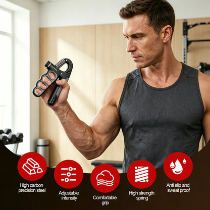 Adjustable Hand Grip Strengthener Trainer with Electronic Counter, Grip Strength Training Tool 5-100KG, Forearm Wrist Exerciser, Finger Exercise Equipment for Men Women Fitness, Bodybuilding, Climbing, Golf, Tennis, Rehabilit